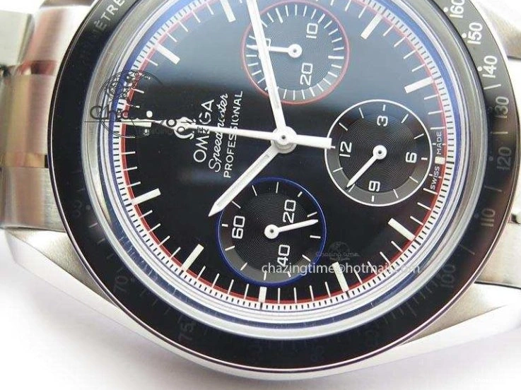 0118 Speedmaster MoonWatch  Apollo 16 Black Dial On SS Bracelet Supportive 8231